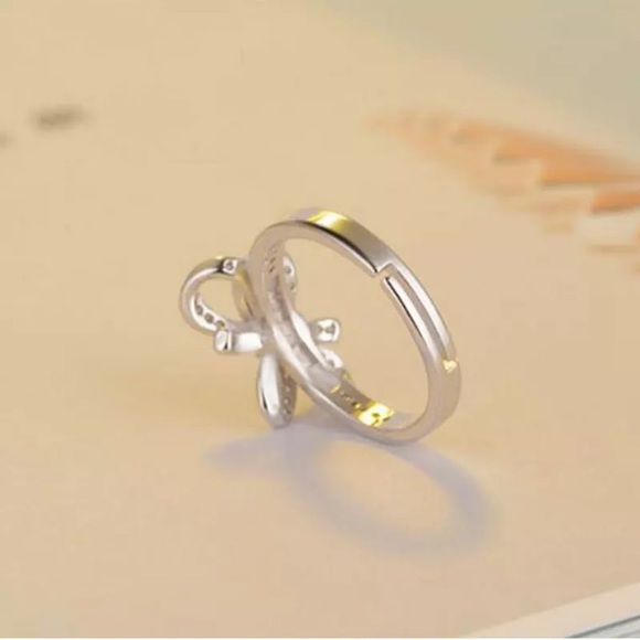 NEW 💎 925 Silver Adjustable big bow CZ Ring - Picture 5 of 6